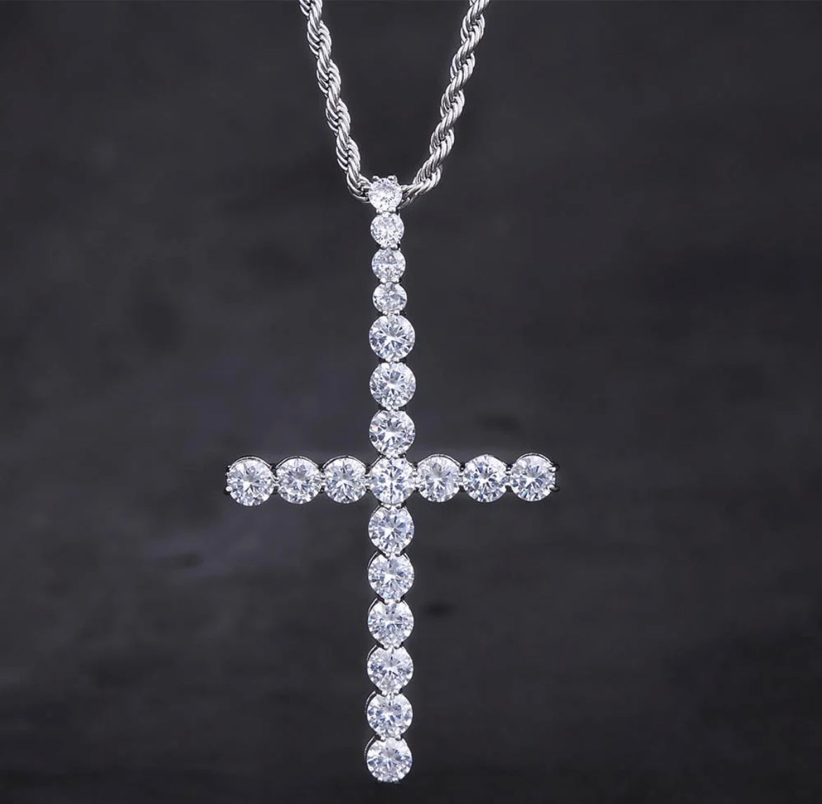 Hip Hip Custom Pendants Big Jesus Cross Necklace Pendant Iced Out CZ Stone White Gold