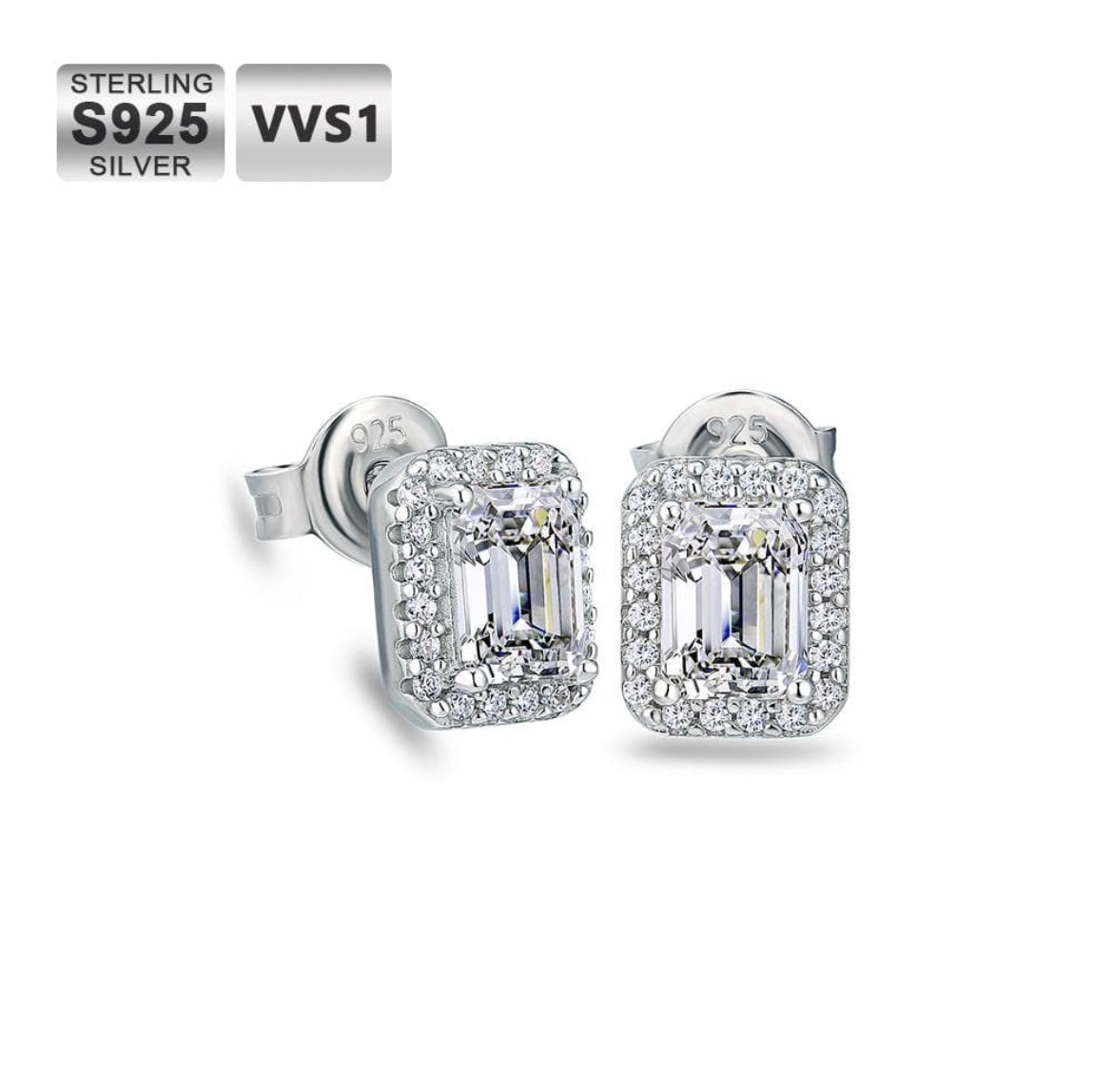 Earrings 0.5 Carats VVS1 Baguette Cut Moissanite Stud Earrings